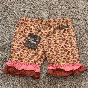 Matilda Jane Floral Ruffle Shorties - Peach and Rust size 6 NWT “Stay Positive”